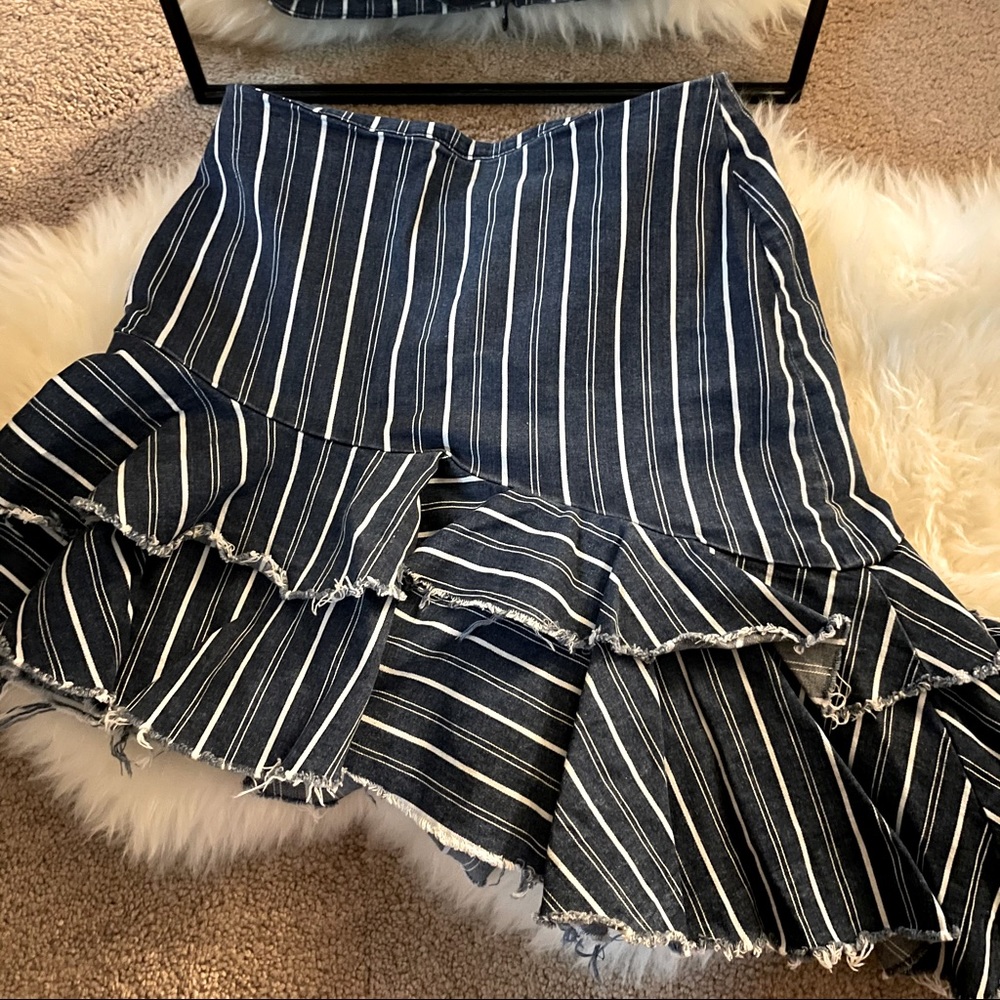 Zara stripe denim skirt